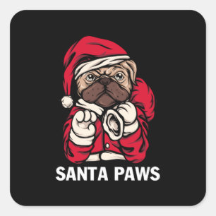 Sticker Carré Père Noël Paws Noël Anglais Bulldog