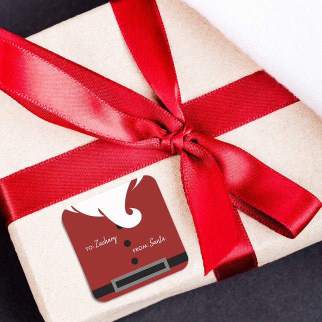 Sticker Carré Père Noël personnalisée (Personalized Santa Square Sticker)