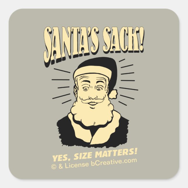 Sticker Carré Père Noël Sack : Oui, la taille compte (Devant)