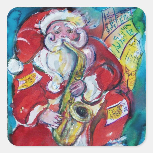 STICKER CARRÉ PÈRE NOËL & SAX, PARTI NOËL (Devant)