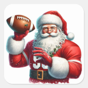 Sticker Carré Père Noël se détend avec un ballon de football