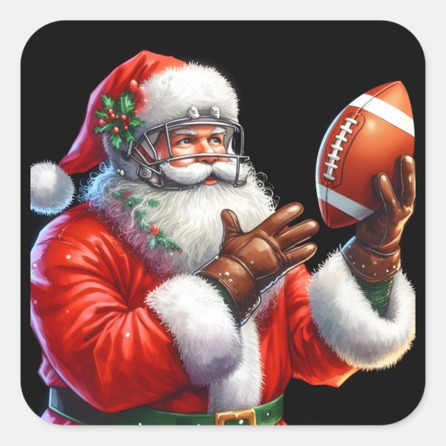 Sticker Carré Père Noël se prépare pour le football de décembre (Devant)