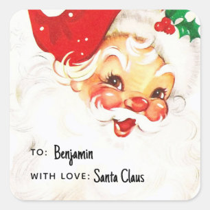 Sticker Carré Père Noël traditionnel Enfants Cadeau de Noël