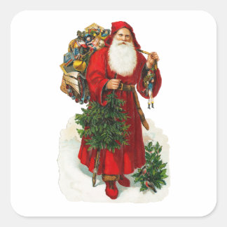 Sticker Carré Père Noël victorien