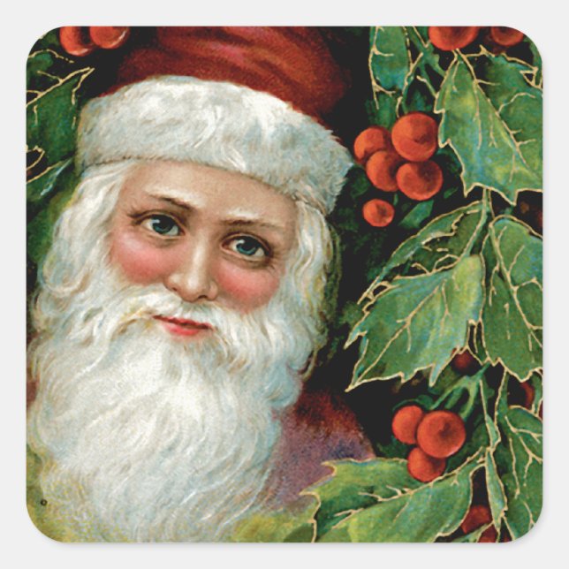 Sticker Carré Père Noël victorienne (Devant)