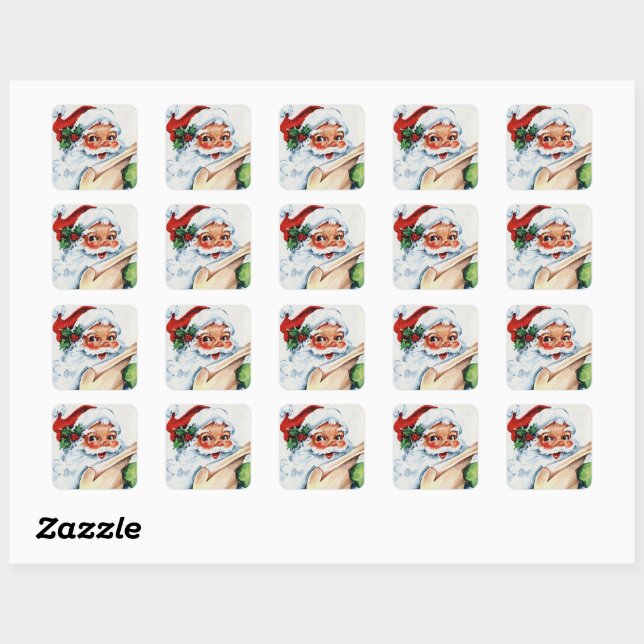 Sticker Carré Père Noël vintage (Feuille)