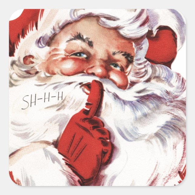 Sticker Carré Père Noël vintage (Devant)