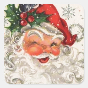Sticker Carré Père Noël vintage