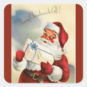 Sticker Carré Père Noël vintage Joyeux Noël à tous