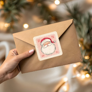 Sticker Carré Père Noël Vintage Noël