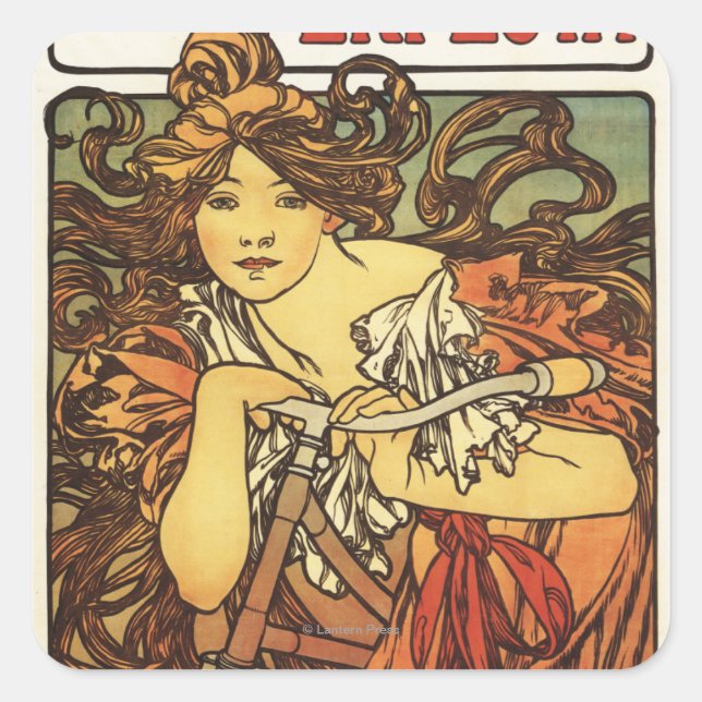 Sticker Carré Perfecta Vélos avec une femme Publicité Poste (Devant)