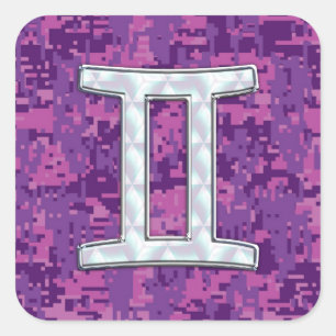 Sticker Carré Perle comme Gemini Zodiac Symbole Camouflage numér