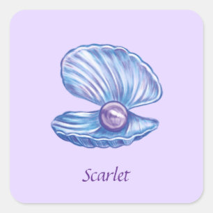 Sticker Carré Perle personnalisée de l'océan (violet)