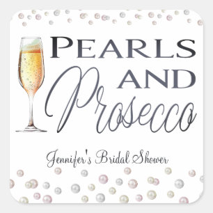 Sticker Carré Perles et Prosecco pour une Mariée
