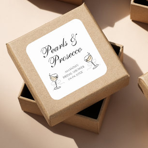 Sticker Carré Perles & Prosecco Fête des mariées élégante