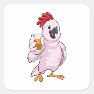 Sticker Carré Perroquet au jus