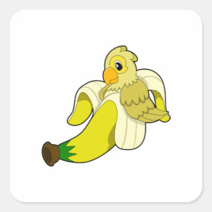 Sticker Carré Perroquet avec banane