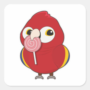 Sticker Carré Perroquet avec Lollipop