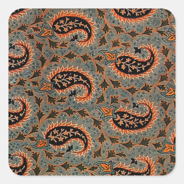Sticker Carré Persan oriental, Motif turc Paisley (Devant)