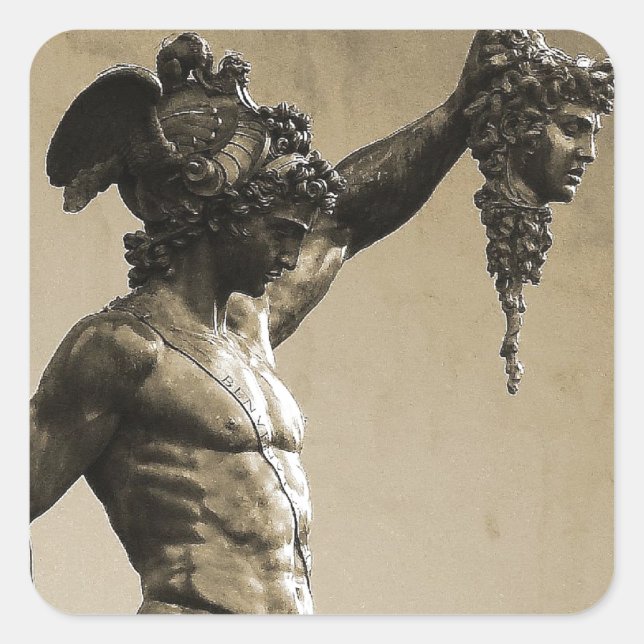 Sticker Carré Persée avec la tête de Medusa (Devant)