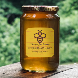 Sticker Carré Personalized Honey Jar Labels Honeycomb Bee
