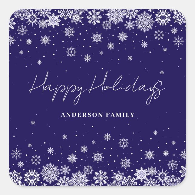 Sticker Carré Personalized Snowflake Blue Christmas Holiday (Devant)