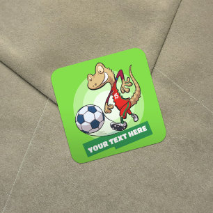 Sticker Carré Personnage de joueur de football Gecko Ajoutez vot
