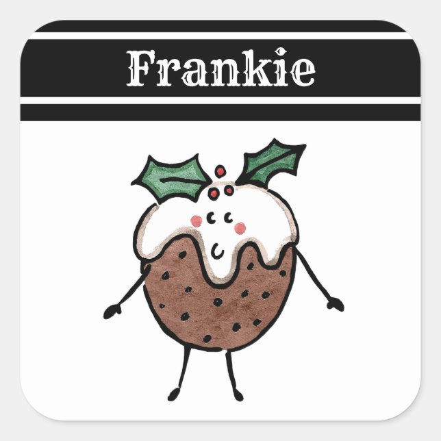 Sticker Carré personnalisable de Noël (Devant)