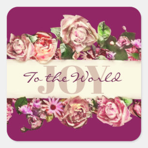 Sticker Carré Personnalisable Fille Vintage Joie Florale Au Mond