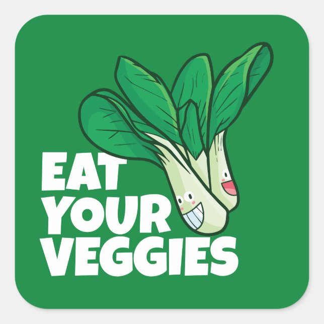 Sticker Carré Personnalisable Mangez vos légumes - Lettuce (Devant)