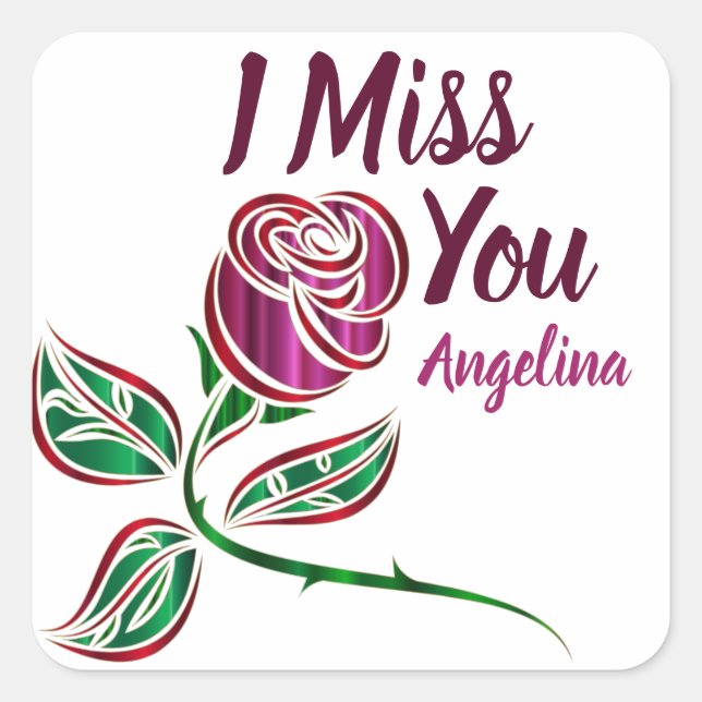 Sticker Carré Personnalisable Vous me manquez rose glittery pers (Devant)