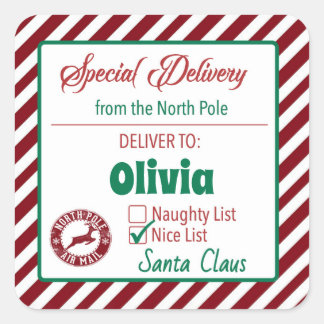Sticker Carré Personnalisé à partir de Père Noël Tags cadeaux po
