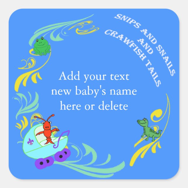 Sticker Carré Personnalisé Cute Cajun Baby Boy (Devant)