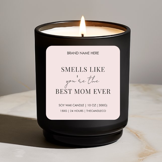 Sticker Carré Personnalisé Elegant Rose Meilleur Maman Jamais bo (Créateur téléchargé)