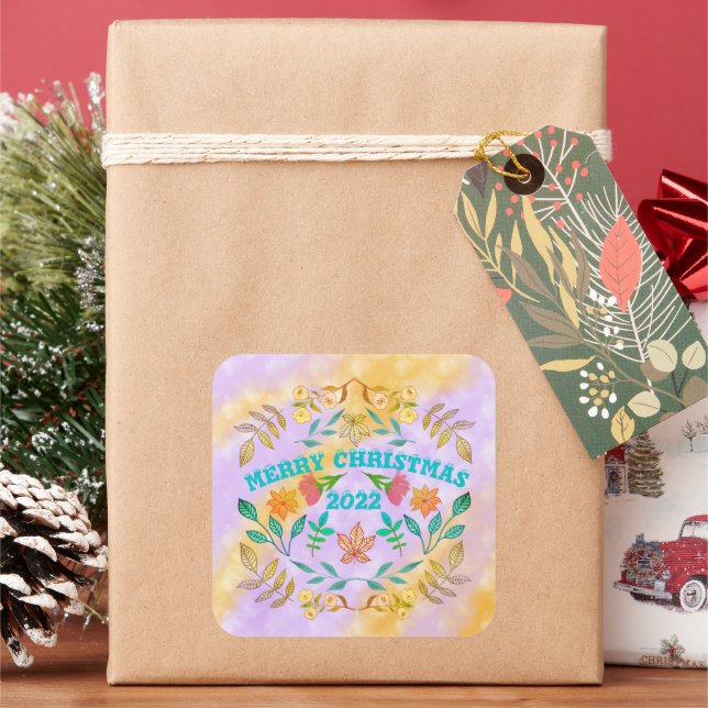 STICKER CARRÉ PERSONNALISÉ MERRY CHRISTMAS 2023 (vacances)