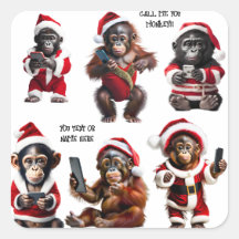 Personnalisé Noël Singe Primate Ape Drôle Appelez-