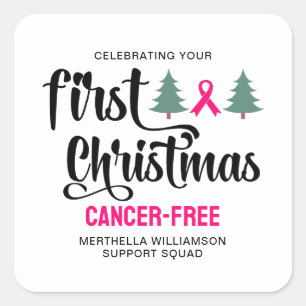 Sticker Carré Personnalisé PREMIER NOËL Cancer du sein Gratuit