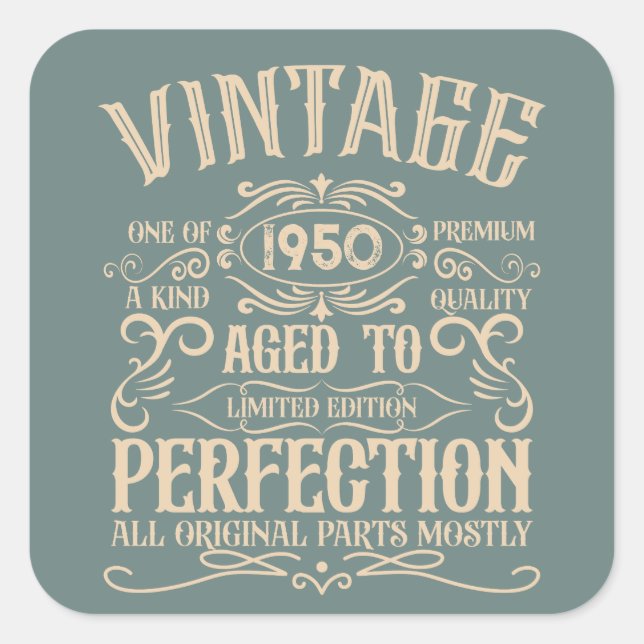 Sticker Carré Personnalisé vintage 75e anniversaire whiskey thèm (Devant)