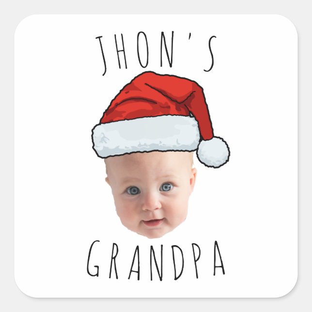 Sticker Carré Personnalisé Visage bébé Père Noël Chapeau Photo d (Devant)