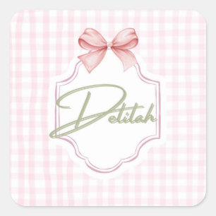 Sticker Carré Personnalisée Delilah Baby Girl Nursery En vichy