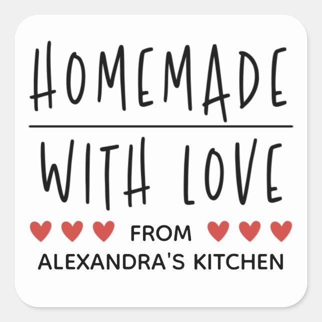 Sticker Carré Personnalisée Maison faite avec la cuisson d'amour (Devant)
