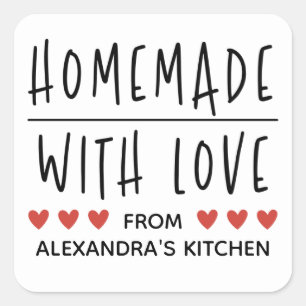 Sticker Carré Personnalisée Maison faite avec la cuisson d'amour