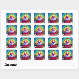 Sticker Carré Personnaliser 2026 Chien de Noël le plus mignon et