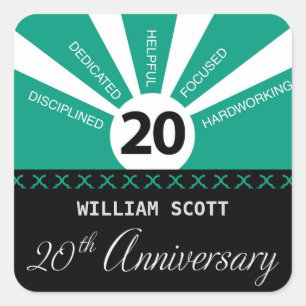 Sticker Carré Personnaliser, 20e anniversaire d'employé d'entrep