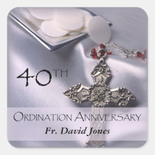 Sticker Carré Personnaliser, 40e anniversaire d'ordination Félic