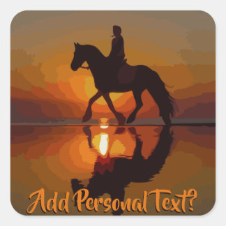Sticker Carré Personnalisez le cadeau pour l'amoureux du cheval.