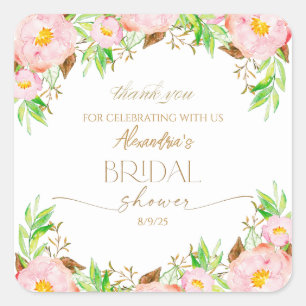 Sticker Carré Personnalisez les fleurs pour une baby shower