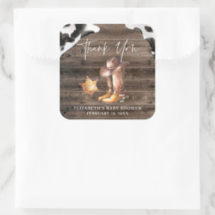 Sticker Carré Pet Cow-boy   Cadeau pour une Baby Shower Western