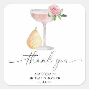 Sticker Carré Pétales & Prosecco - merci pour la baby shower de