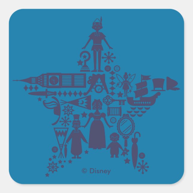 Sticker Carré Peter Pan & Friends Star (Devant)